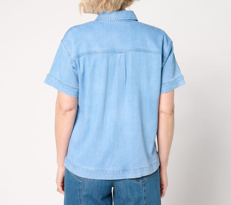 Martha Stewart Signature Short Sleeve Button Front Shirt — View 4