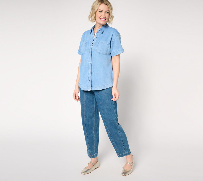 Martha Stewart Signature Short Sleeve Button Front Shirt — View 5
