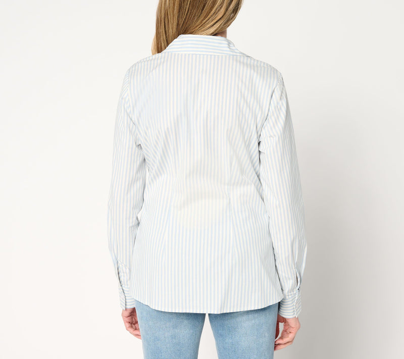 Martha Stewart Signature Woven Tie Front Collared Blouse — View 4