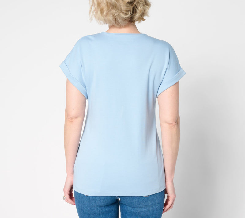 Martha Stewart Signature Short Sleeve Tunic with Side Seam Slit — View 12