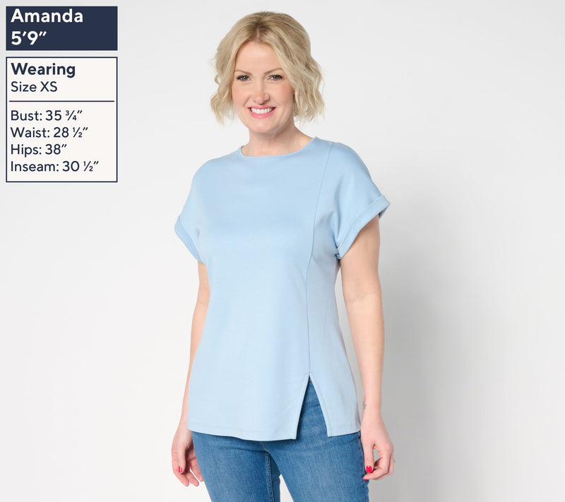 Martha Stewart Signature Short Sleeve Tunic with Side Seam Slit — View 11
