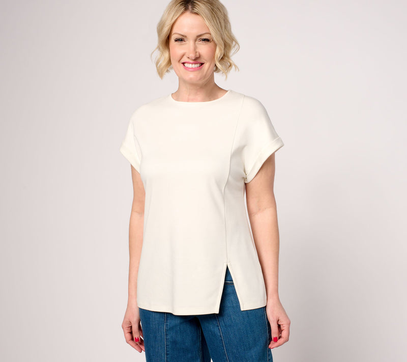 Martha Stewart Signature Short Sleeve Tunic with Side Seam Slit — View 7