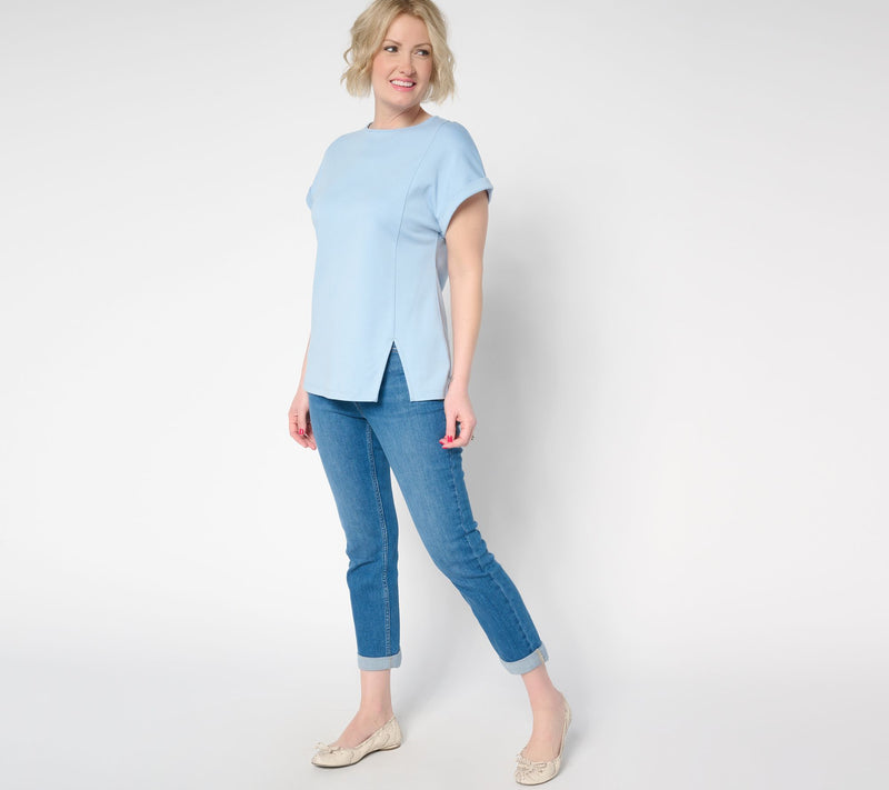 Martha Stewart Signature Short Sleeve Tunic with Side Seam Slit — View 13