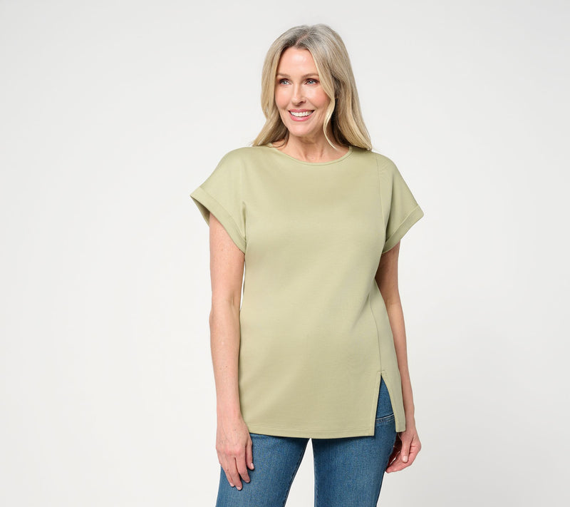 Martha Stewart Signature Short Sleeve Tunic with Side Seam Slit — View 18