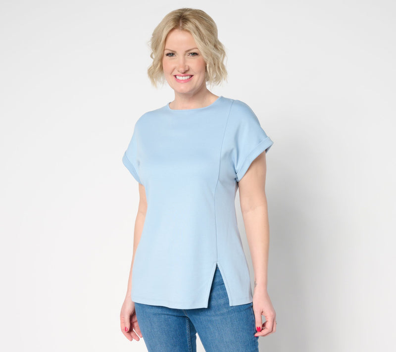 Martha Stewart Signature Short Sleeve Tunic with Side Seam Slit — View 9
