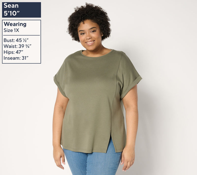 Martha Stewart Signature Short Sleeve Tunic with Side Seam Slit — View 10