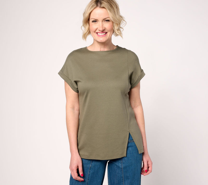 Martha Stewart Signature Short Sleeve Tunic with Side Seam Slit — View 3