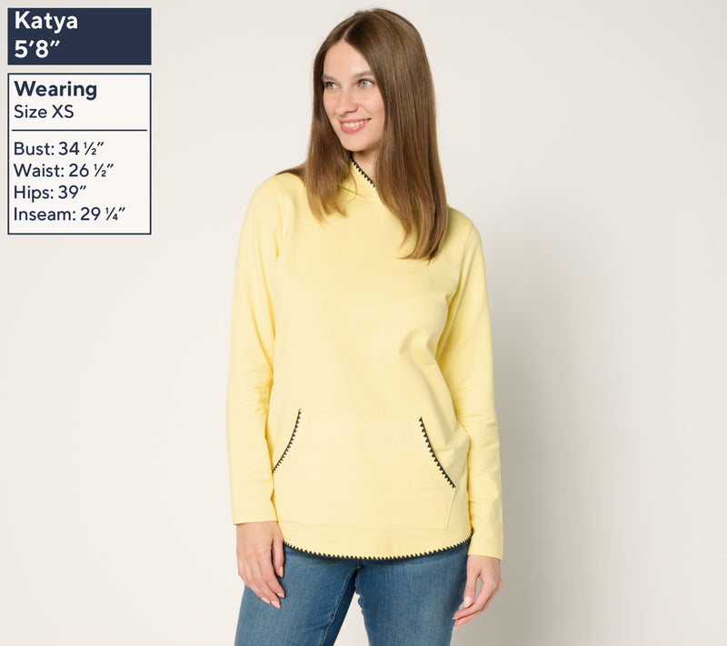 Denim & Co. Active French Terry Hooded Pullover w/ Shell Stitch — View 10