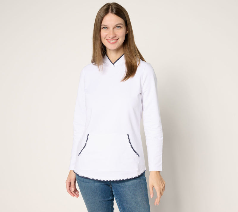 Denim & Co. Active French Terry Hooded Pullover w/ Shell Stitch — View 9