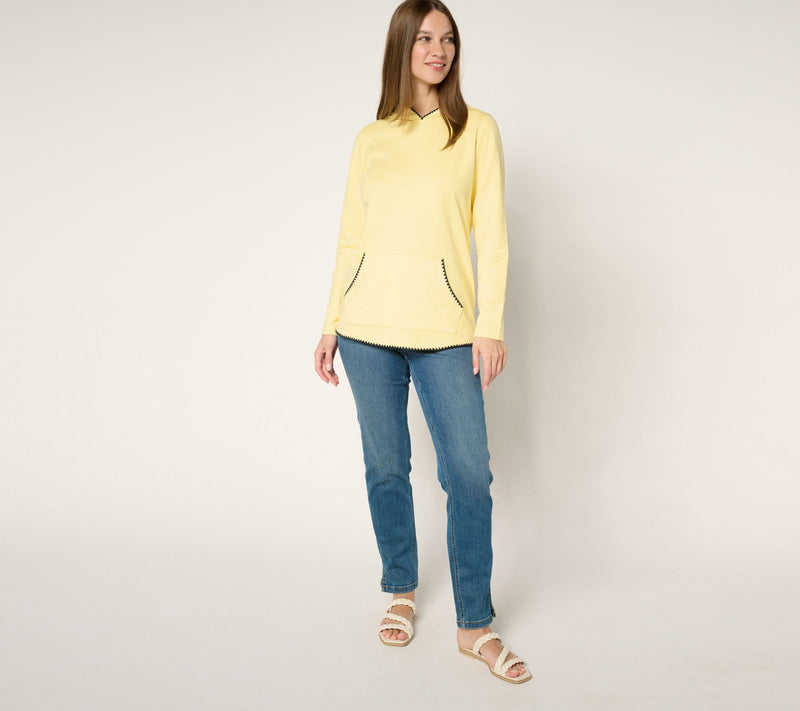 Denim & Co. Active French Terry Hooded Pullover w/ Shell Stitch — View 12