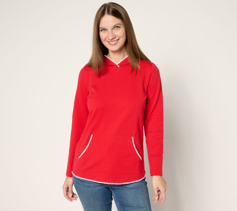 Denim & Co. Active French Terry Hooded Pullover w/ Shell Stitch — View 7