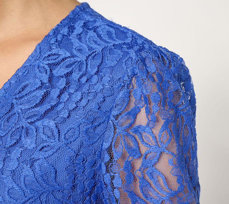 BEAUTIFUL by Lawrence Zarian V-Neck Stratch Lace Blouse — View 5