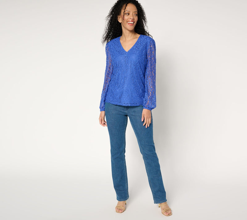 BEAUTIFUL by Lawrence Zarian V-Neck Stratch Lace Blouse — View 4