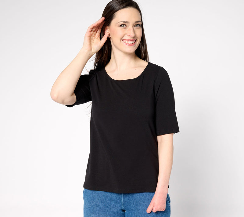 Women with Control Washed Cotton Ballet Neck Top — View 11