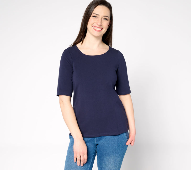 Women with Control Washed Cotton Ballet Neck Top — View 12