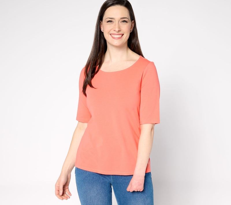 Women with Control Washed Cotton Ballet Neck Top — Main view