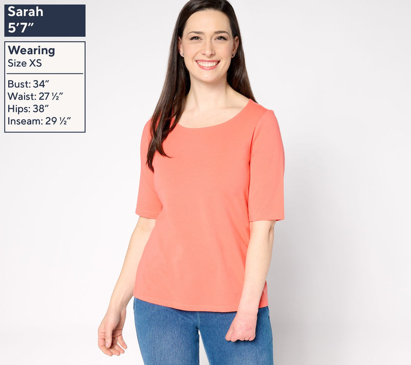 Women with Control Washed Cotton Ballet Neck Top — View 3