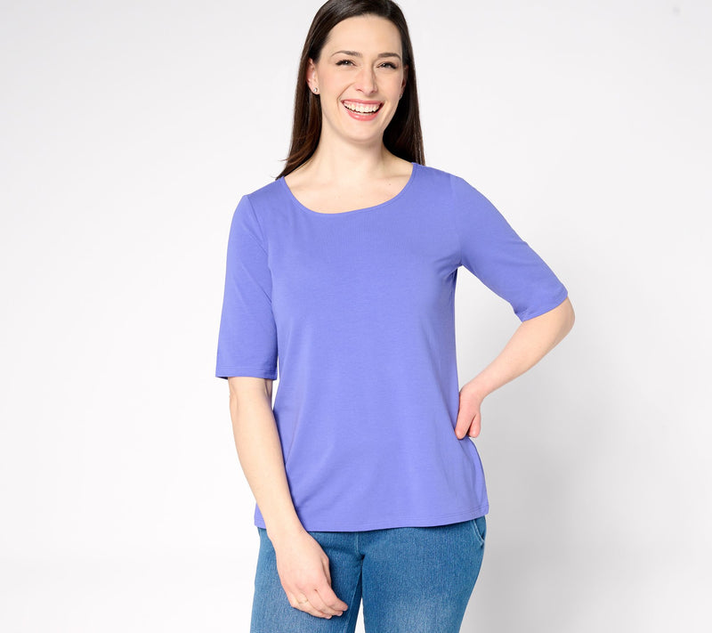 Women with Control Washed Cotton Ballet Neck Top — View 13