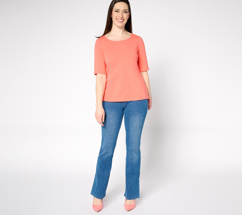 Women with Control Washed Cotton Ballet Neck Top — View 5