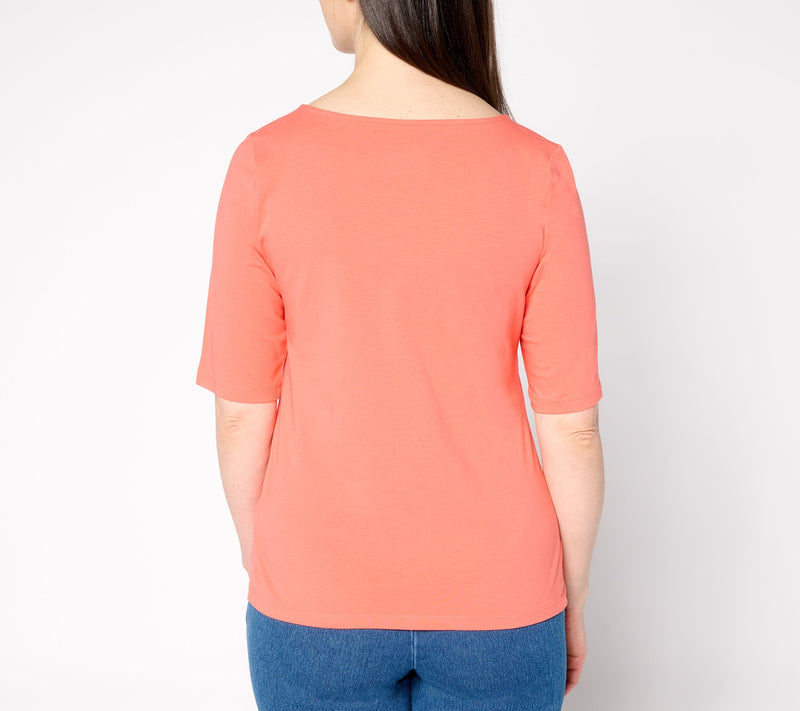 Women with Control Washed Cotton Ballet Neck Top — View 4