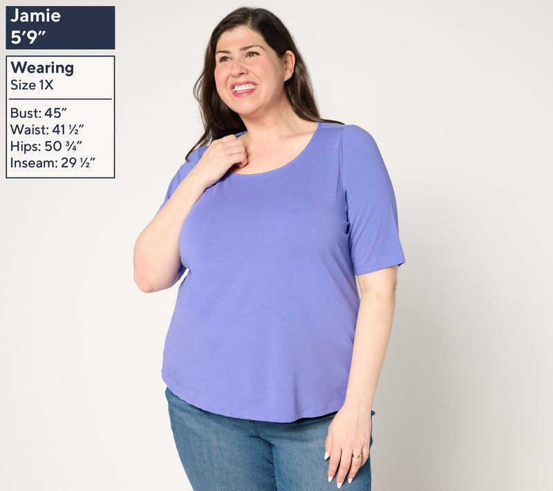 Women with Control Washed Cotton Ballet Neck Top — View 2