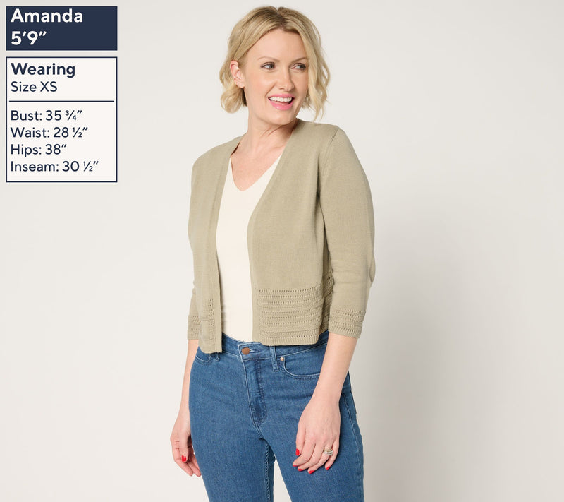 Denim & Co. Beach 100% Cotton Open Front Shrug Cardigan — View 11