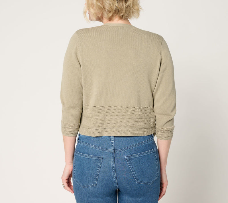 Denim & Co. Beach 100% Cotton Open Front Shrug Cardigan — View 12