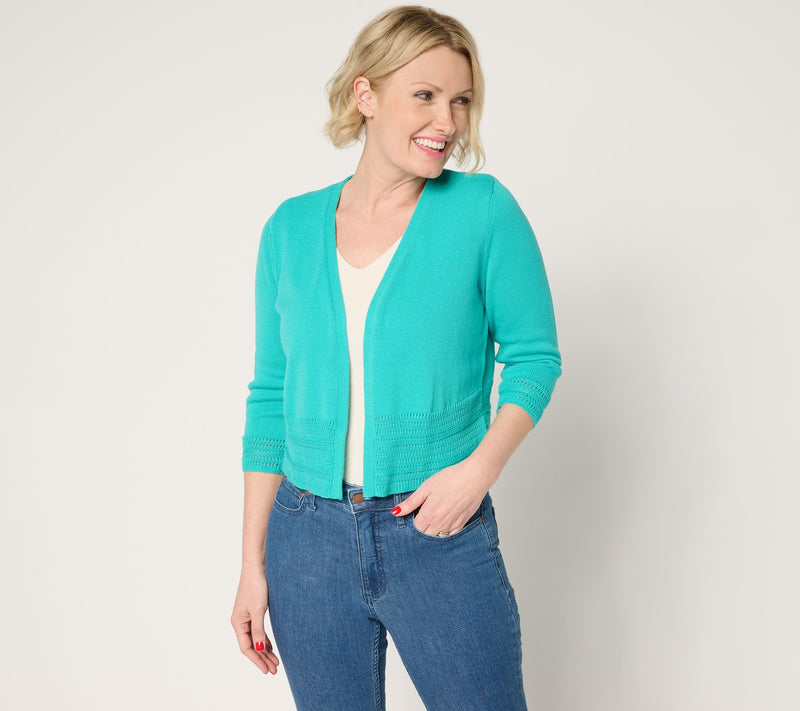 Denim & Co. Beach 100% Cotton Open Front Shrug Cardigan — View 7