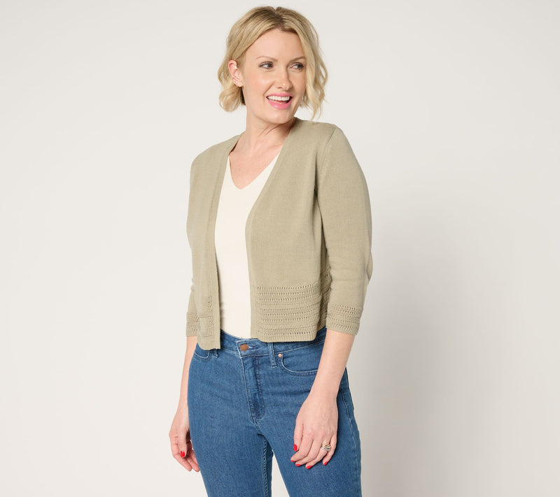 Denim & Co. Beach 100% Cotton Open Front Shrug Cardigan — View 9