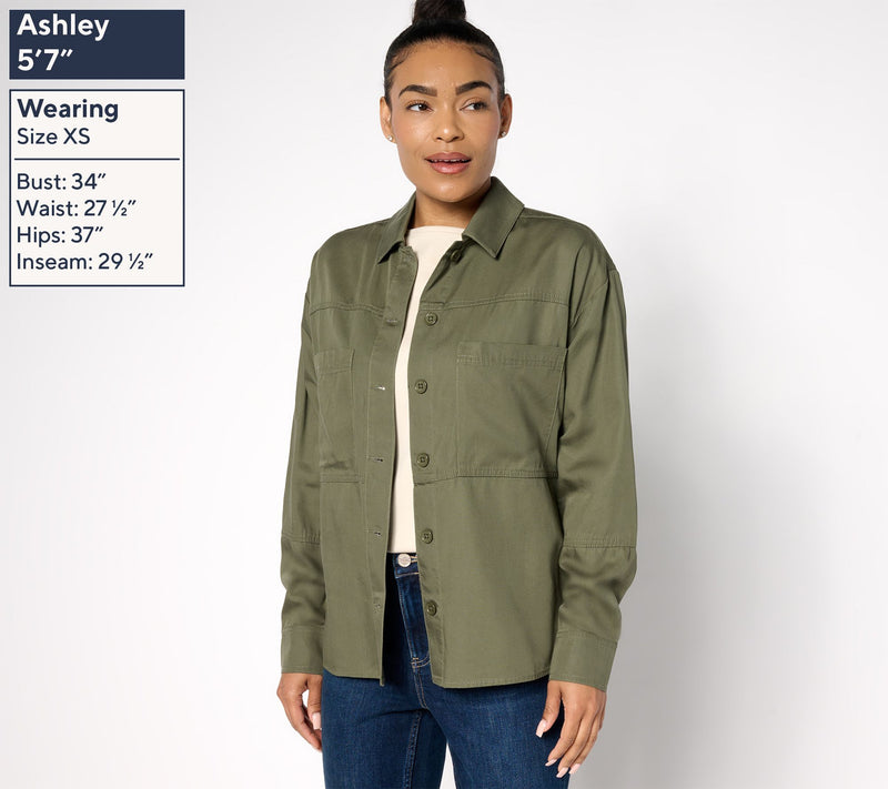 Martha Stewart Signature Utility Button-Front Shacket — View 8