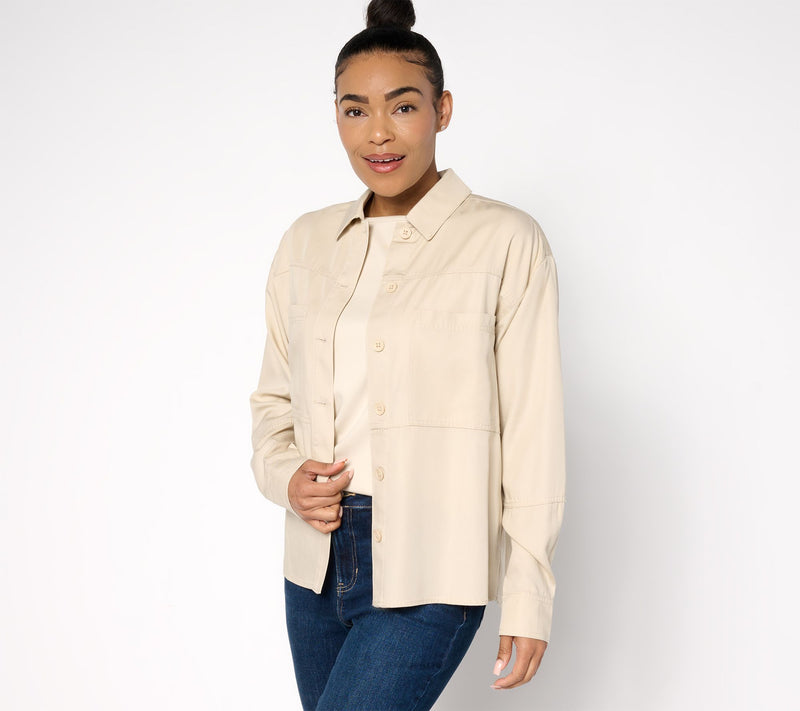 Martha Stewart Signature Utility Button-Front Shacket — View 7