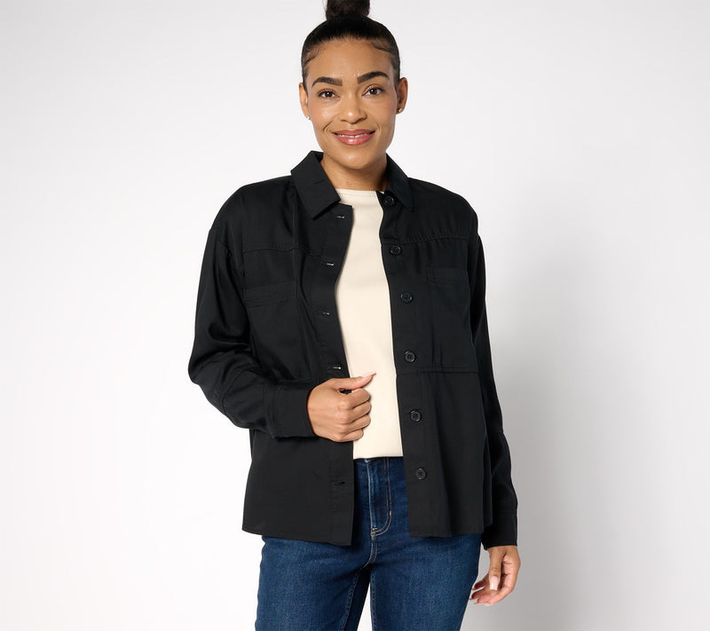 Martha Stewart Signature Utility Button-Front Shacket — View 5