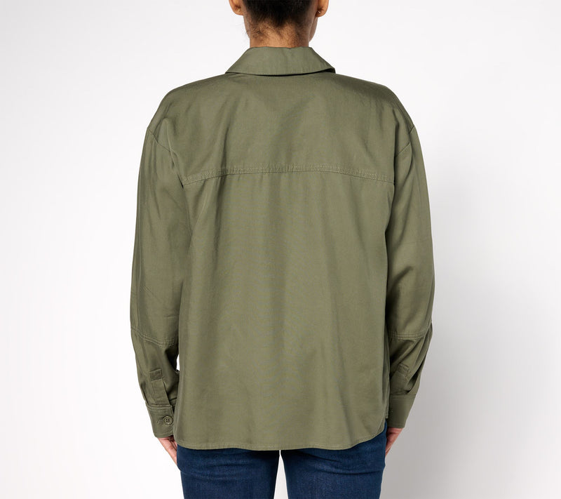 Martha Stewart Signature Utility Button-Front Shacket — View 9