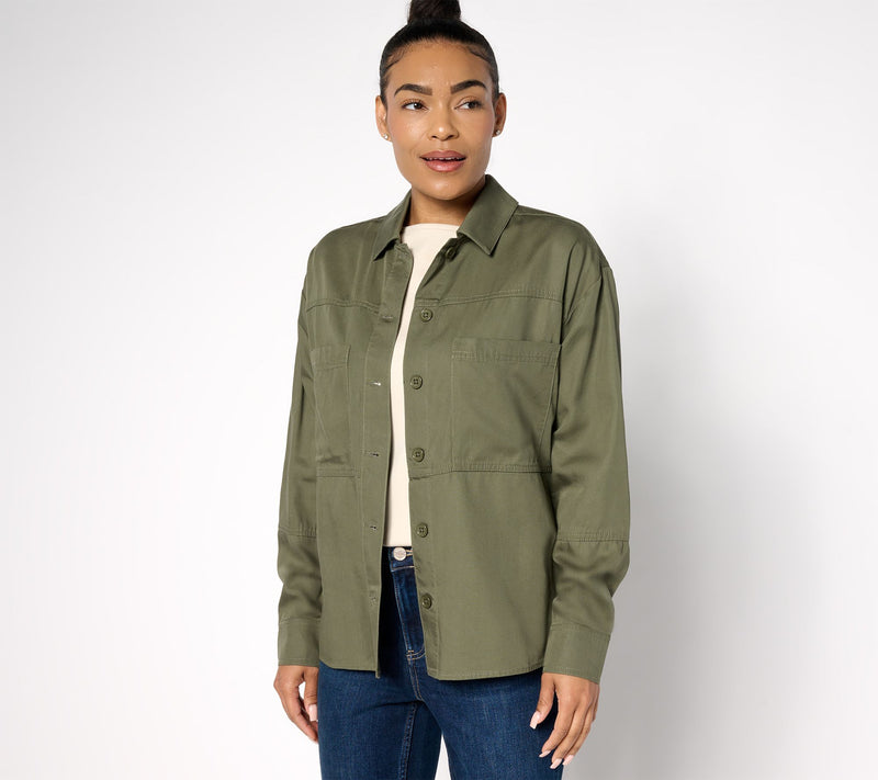 Martha Stewart Signature Utility Button-Front Shacket — View 3