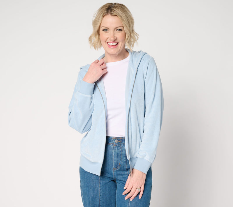 Martha Stewart Signature Knit Zip-Front Hoodie with Hood — Main view