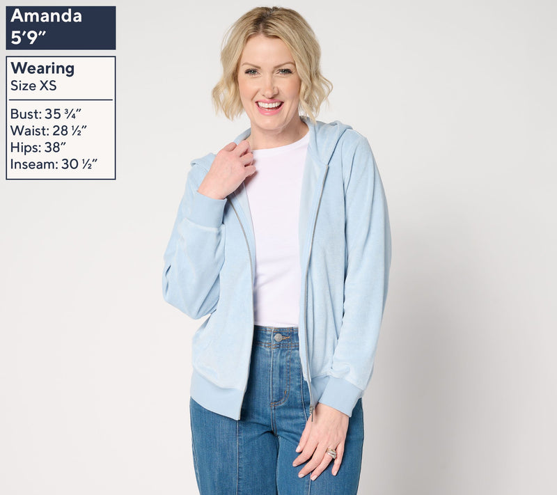 Martha Stewart Signature Knit Zip-Front Hoodie with Hood — View 9