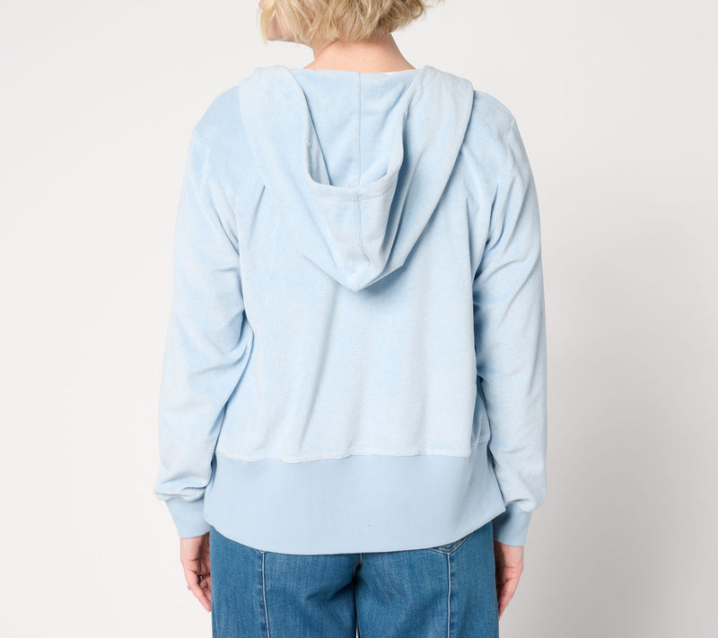Martha Stewart Signature Knit Zip-Front Hoodie with Hood — View 10