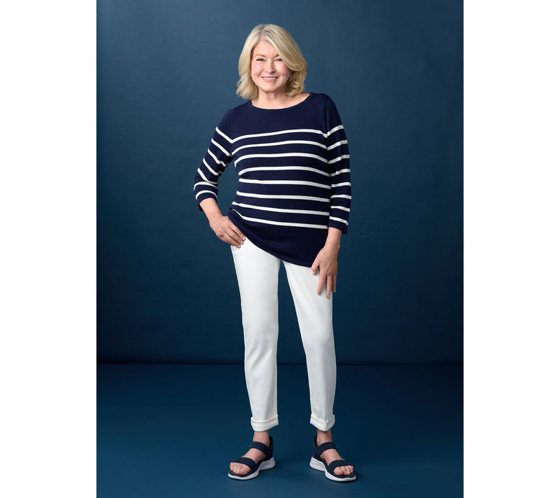 Martha Stewart Signature Striped 3/4-Sleeve Sweater — View 7
