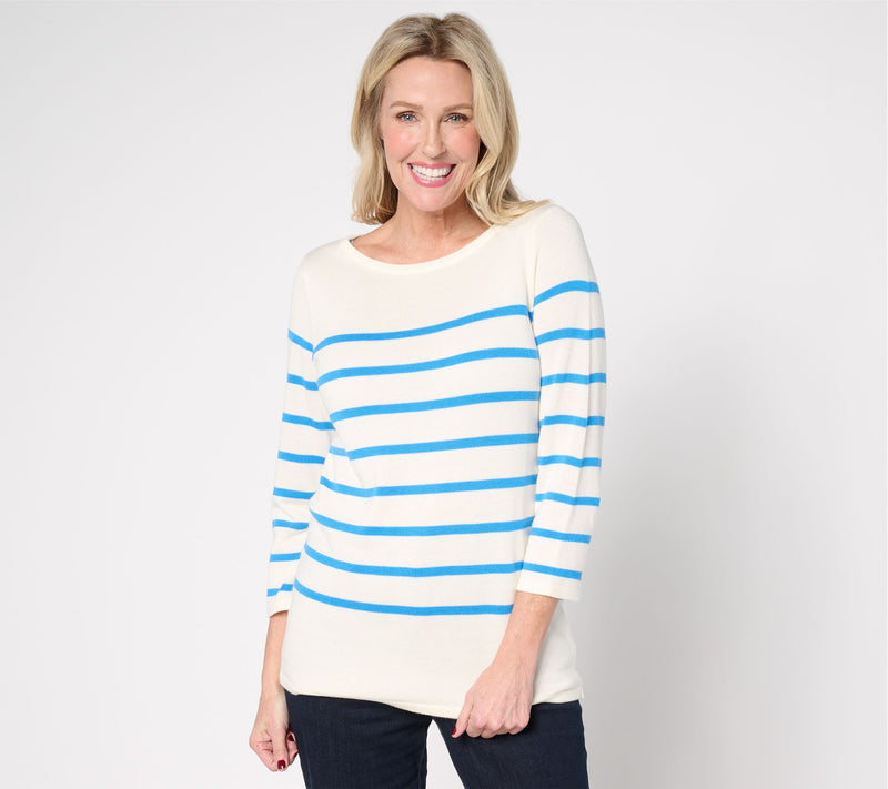 Martha Stewart Signature Striped 3/4-Sleeve Sweater — View 13
