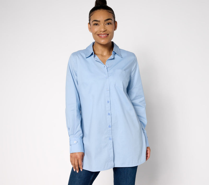 Martha Stewart Signature Regular Woven Button-Front Tunic Shirt — View 5