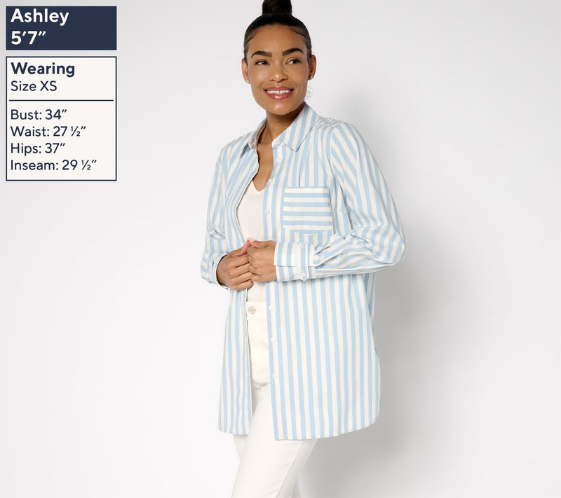 Martha Stewart Signature Regular Woven Button-Front Tunic Shirt — View 12