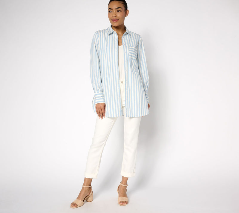 Martha Stewart Signature Regular Woven Button-Front Tunic Shirt — View 14