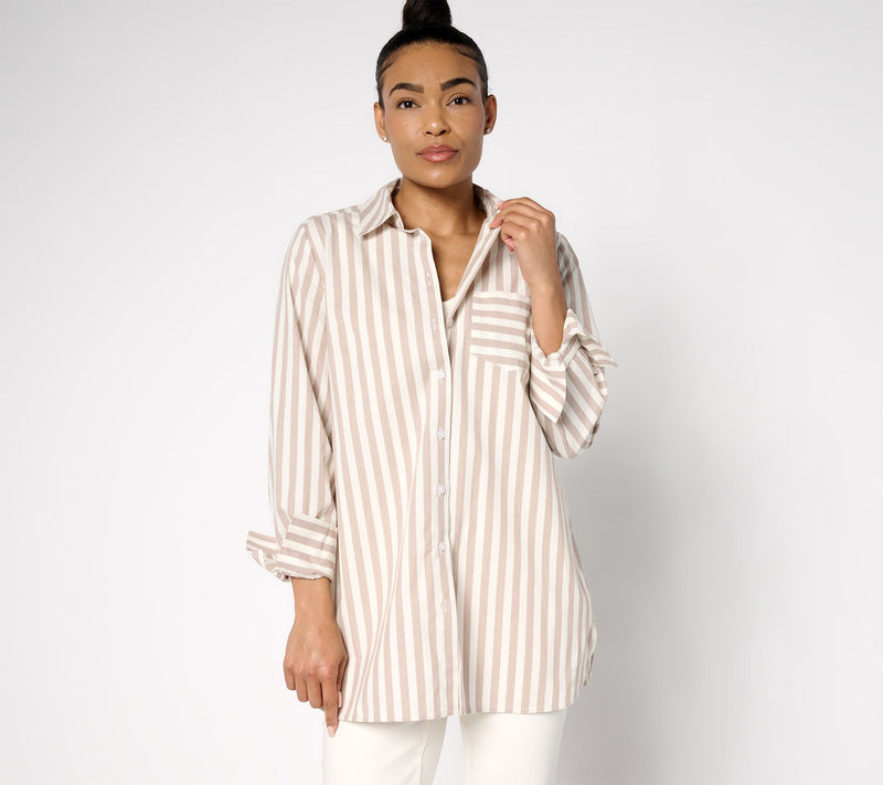 Martha Stewart Signature Regular Woven Button-Front Tunic Shirt — View 11