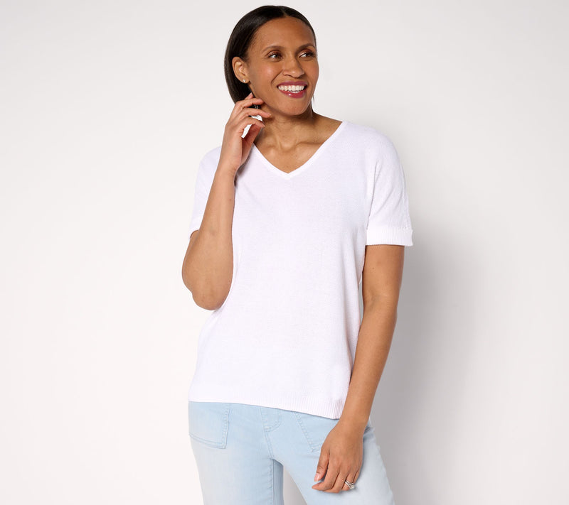 Belle by Kim Gravel Harbor Island Short Sleeve Cuffed Sweater — View 12