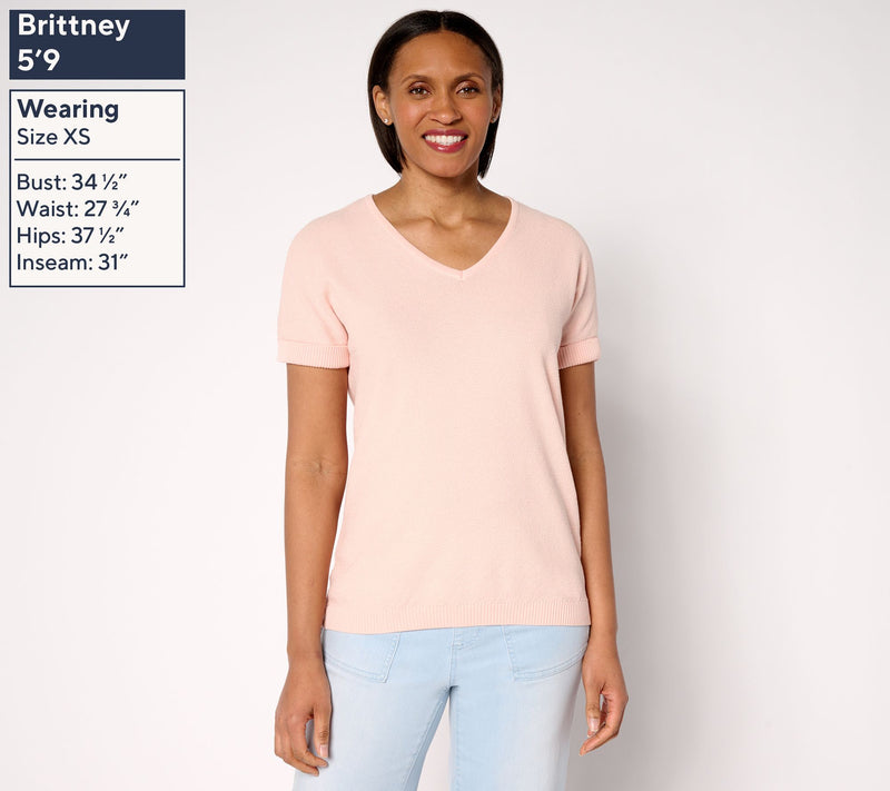 Belle by Kim Gravel Harbor Island Short Sleeve Cuffed Sweater — View 3