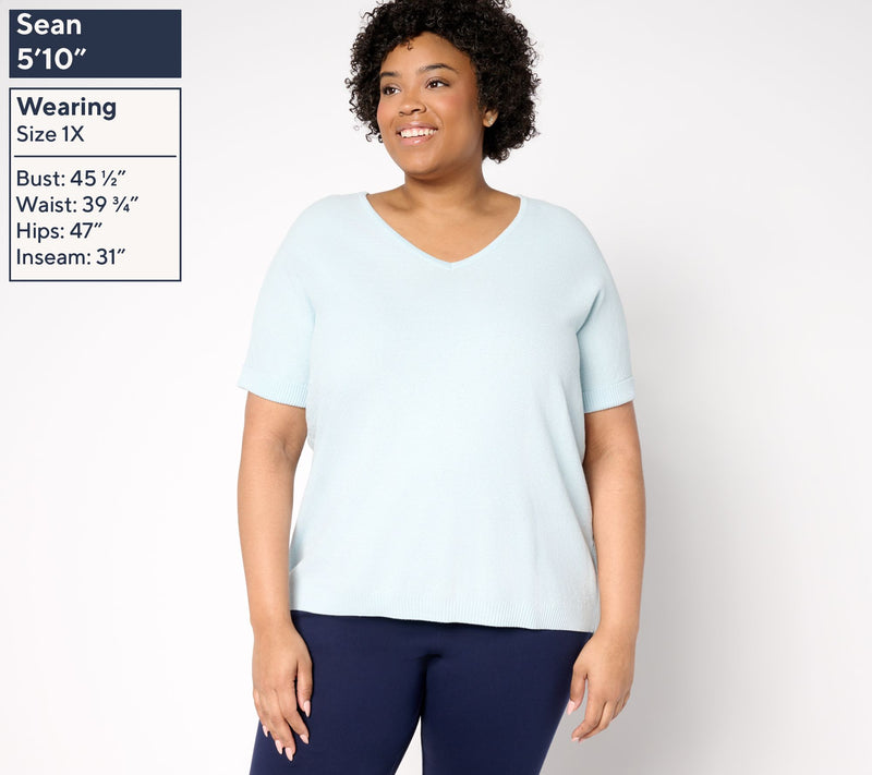 Belle by Kim Gravel Harbor Island Short Sleeve Cuffed Sweater — View 2