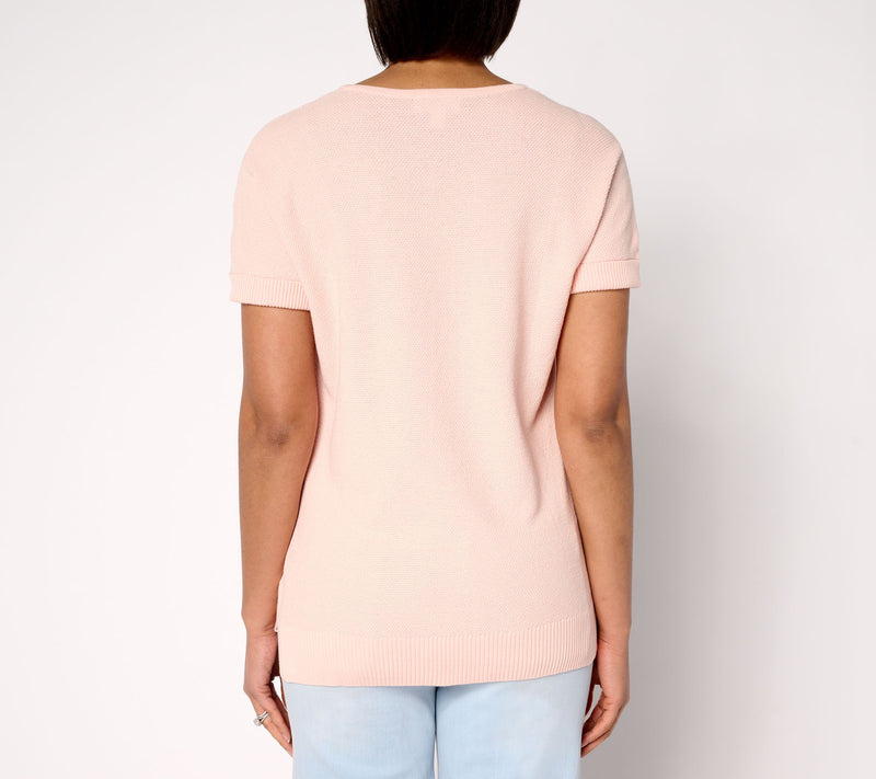 Belle by Kim Gravel Harbor Island Short Sleeve Cuffed Sweater — View 4