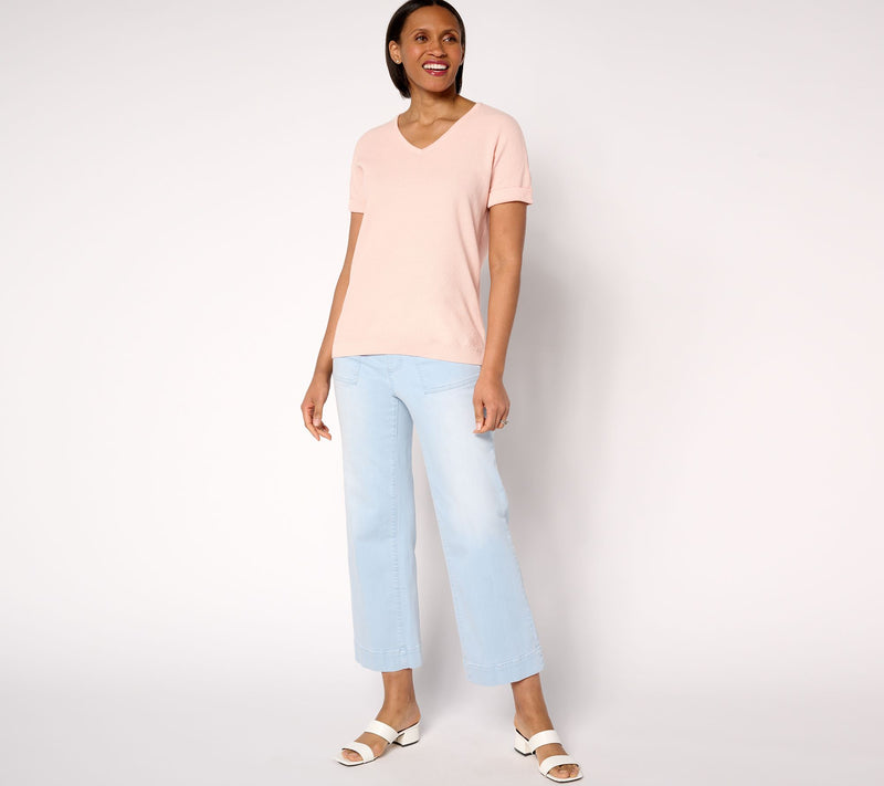 Belle by Kim Gravel Harbor Island Short Sleeve Cuffed Sweater — View 5