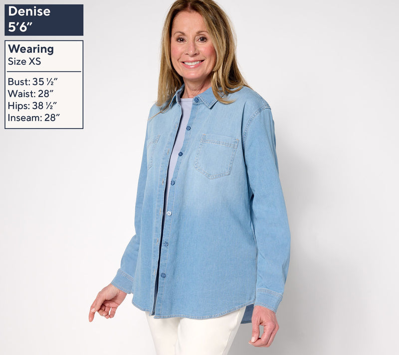 Martha Stewart Signature Button-Front Indigo Denim Shirt — View 2