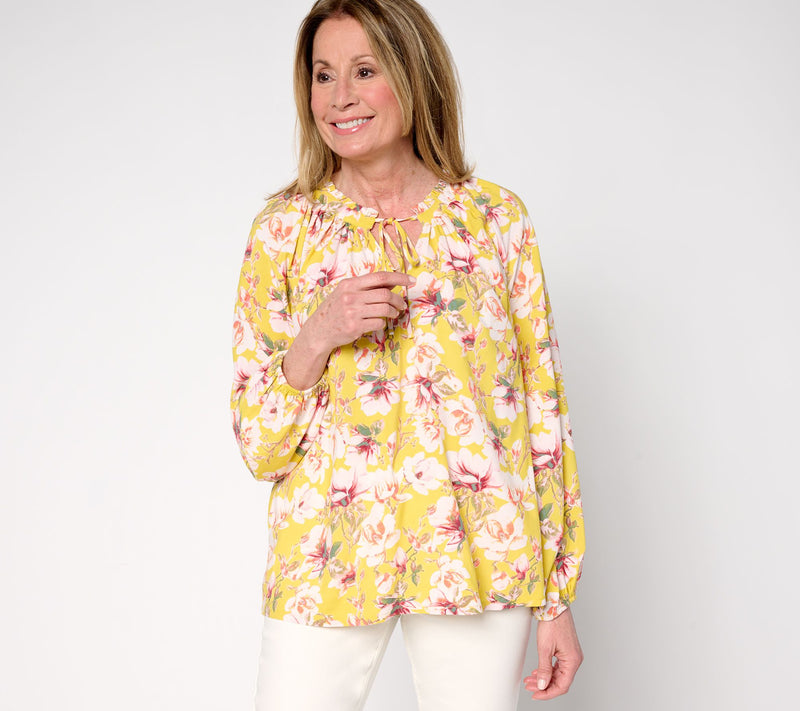 Martha Stewart Signature Woven Printed Peasant Blouse — View 12